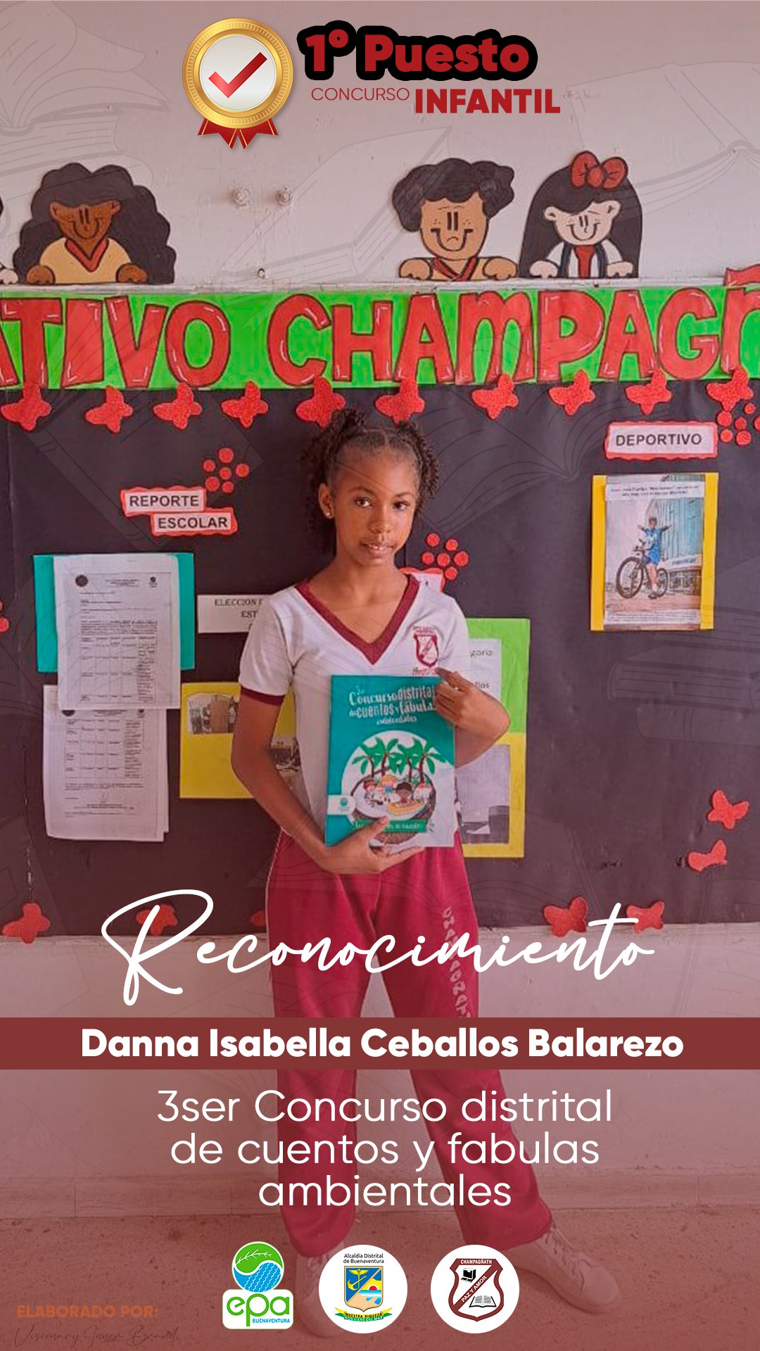 Danna Isabella Ceballos Balarezo, del Centro Educativo Champagñath, Brilla como Ganadora en el Concurso de Cuentos y Fábulas Ambientales de Buenaventura