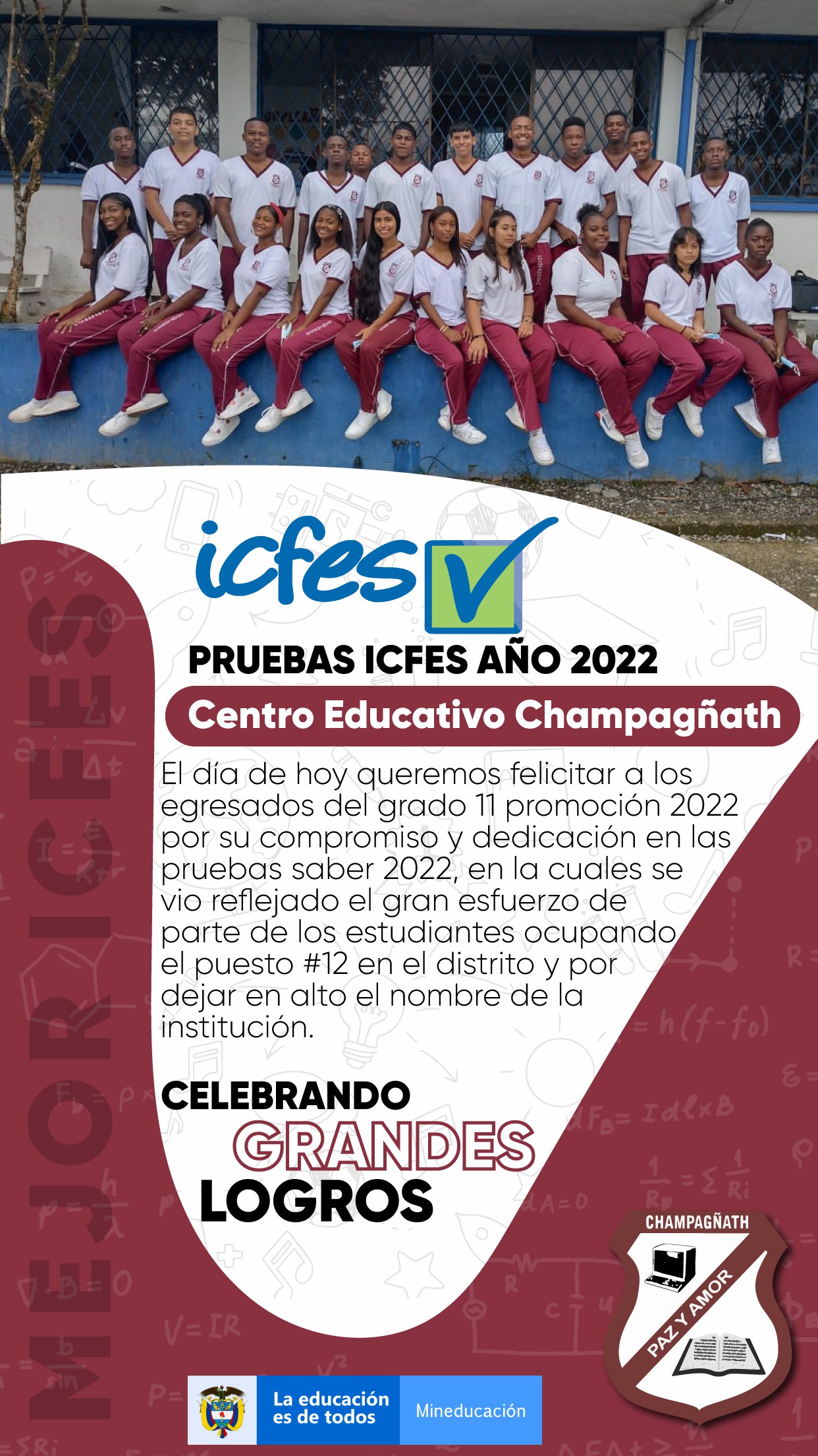 ¡Historia de Éxito en Champagñath! Estudiantes de Grado Once de la Promoción 2022 Alcanzan el Mejor Resultado ICFES en la Historia del Centro Educativo