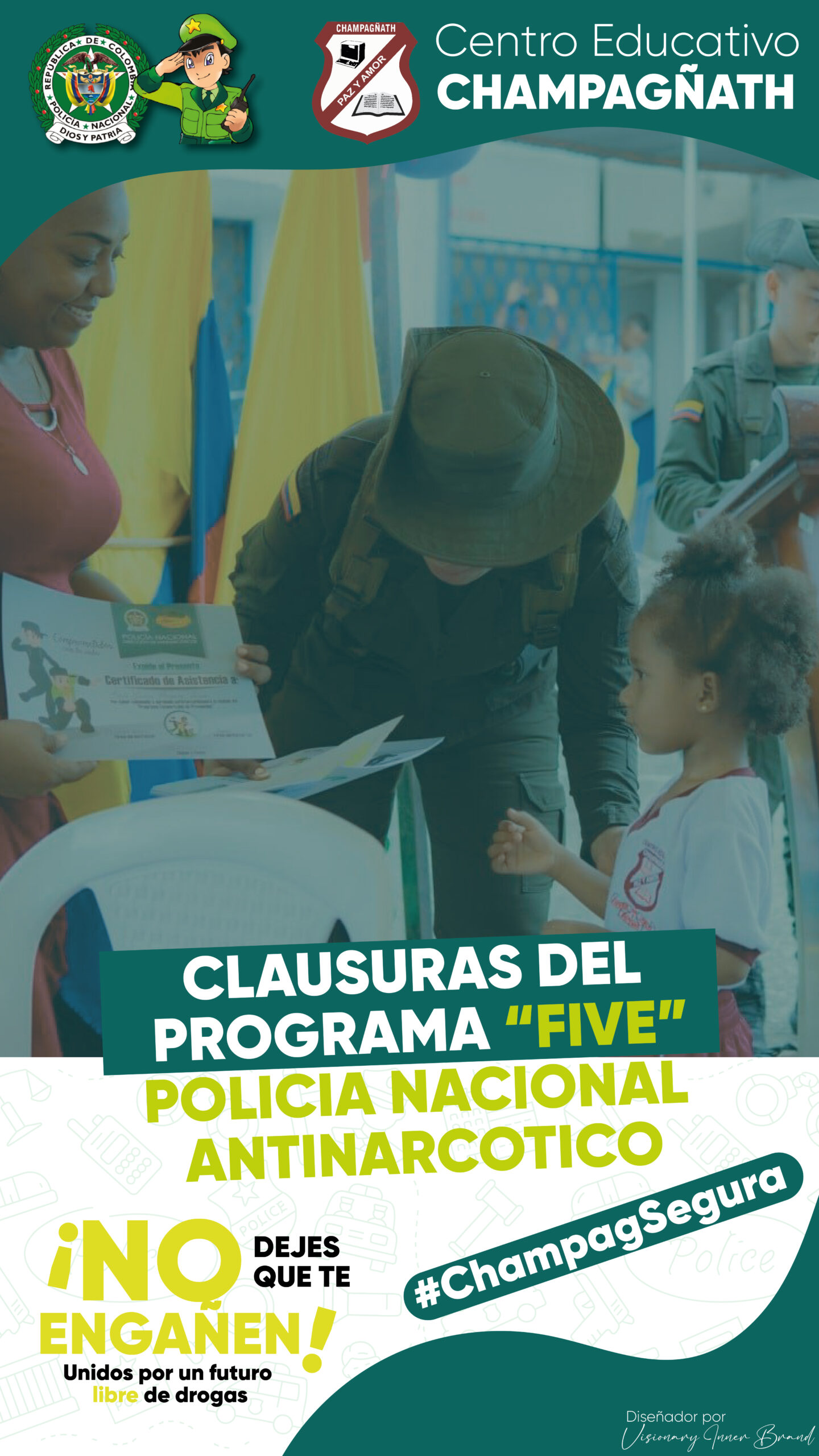 Centro Educativo Champagñath PRIMERA institución educativa de la ciudad de Buenaventura en ser seleccionados para el Programa «Five» de la Policía Nacional Antinarcóticos.